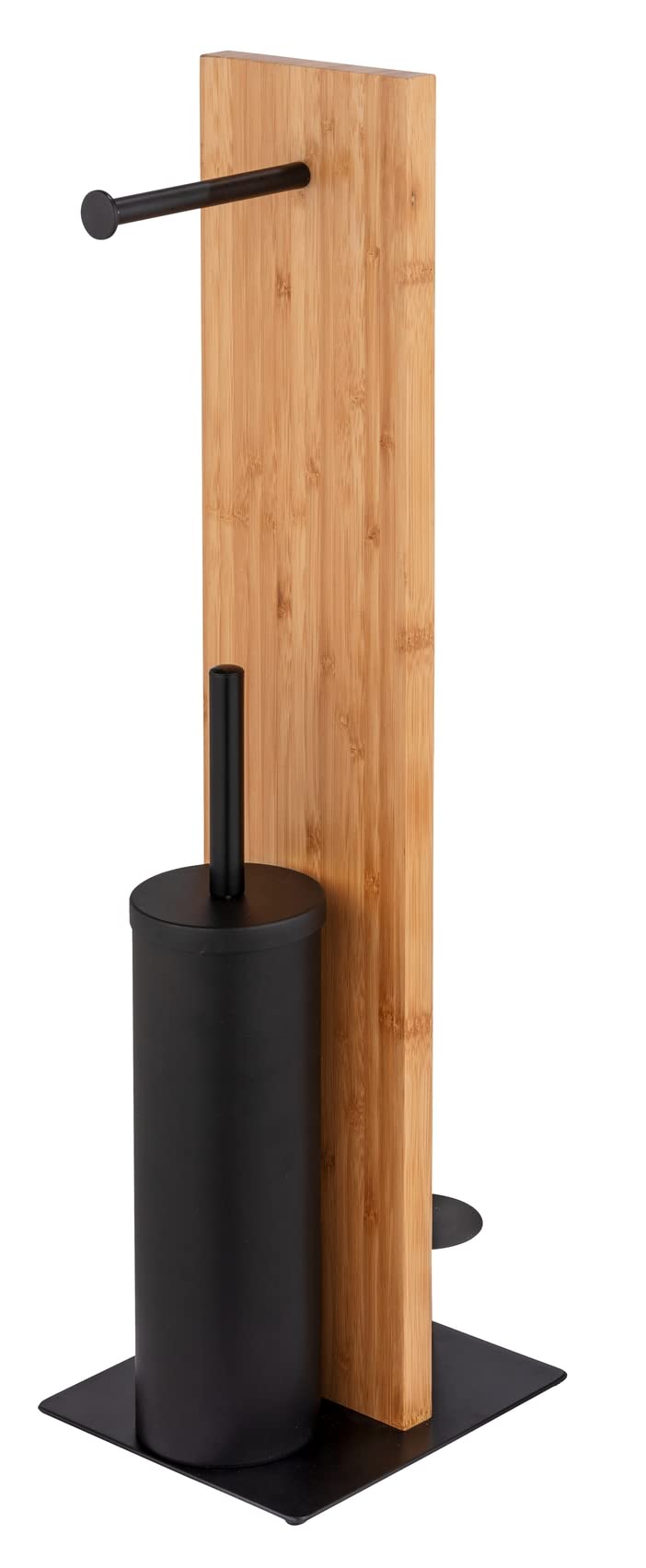 Wenko Lesina set bagno porta carta e scopino bambù nero