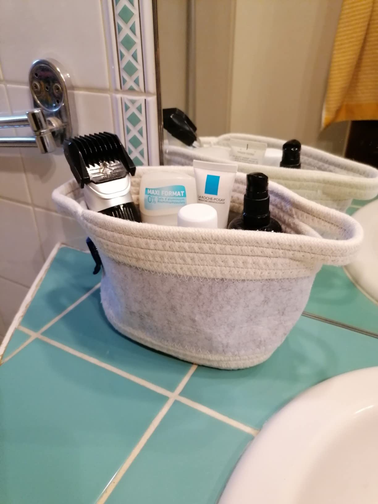 Wenko Bea L cesto feltro grigio chiaro 30 L manici