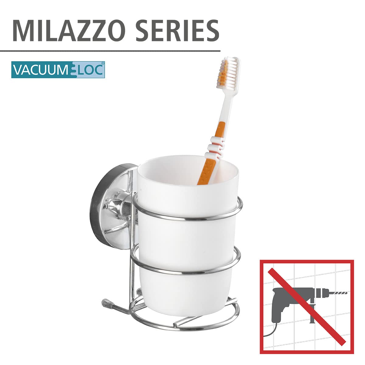 Wenko Vacuum-Loc Milazzo bicchiere portaspazzolini cromo