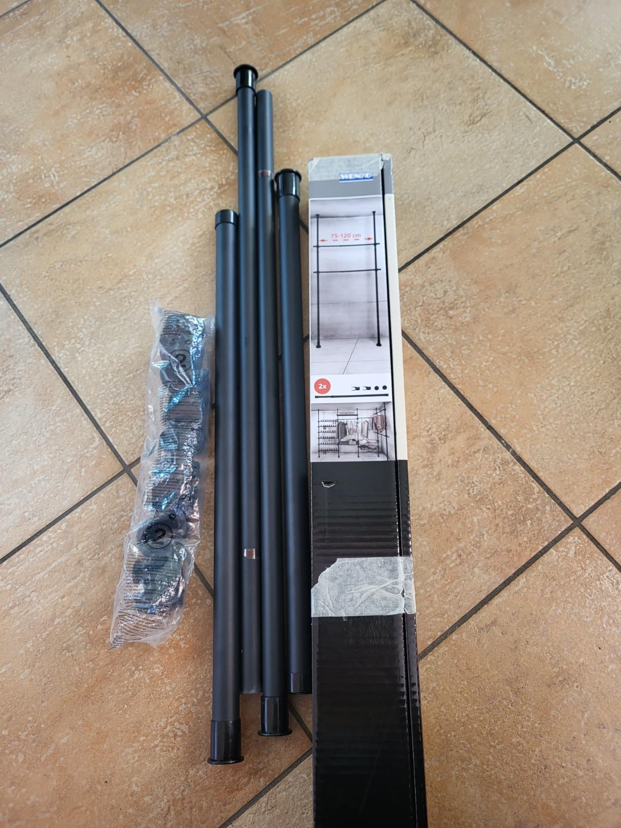 Wenko Herkules asta armadio telescopica 75-120 cm bianco/grigio