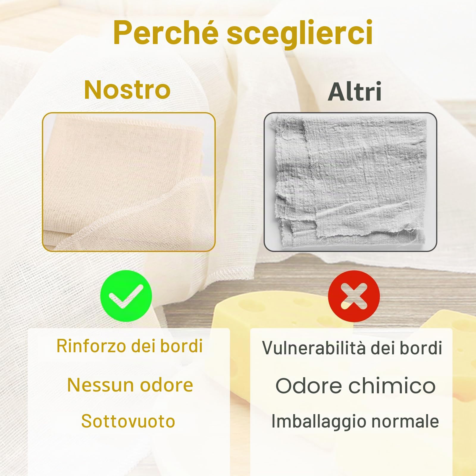 Quelcc Garza Alimentare 50x50 cm 4 Pezzi Cotone