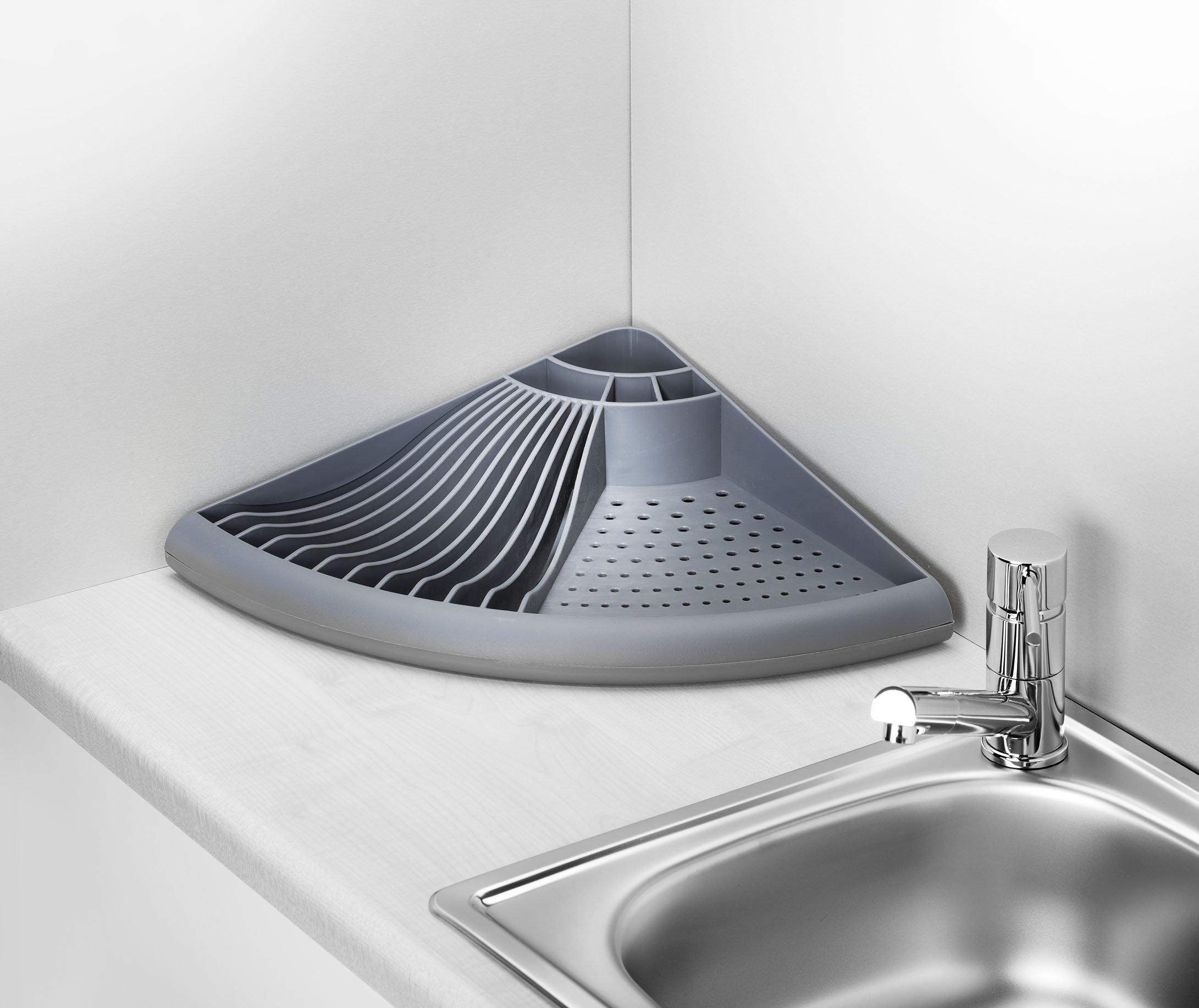 Wenko Corner Scolapiatti Angolare 50x9x35 cm Grigio