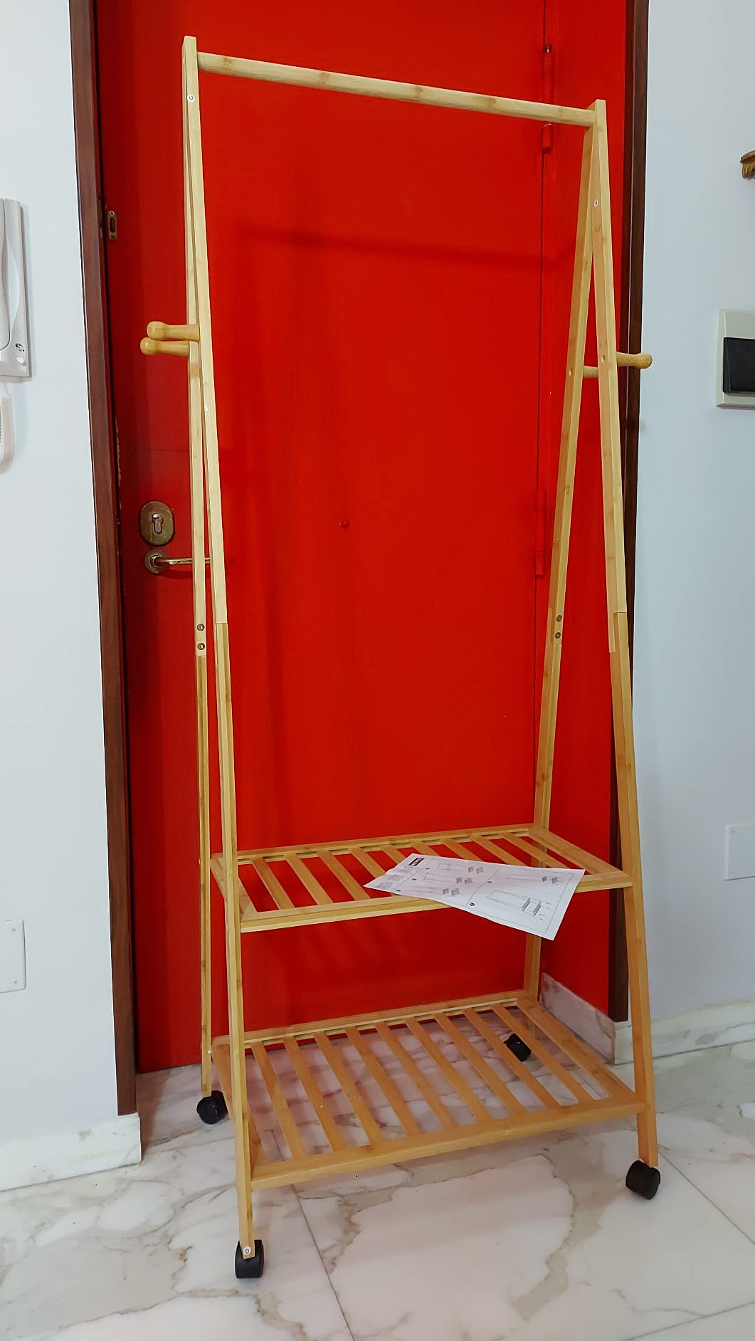 Wenko Honolulu appendiabiti bambu con rotelle 76 cm