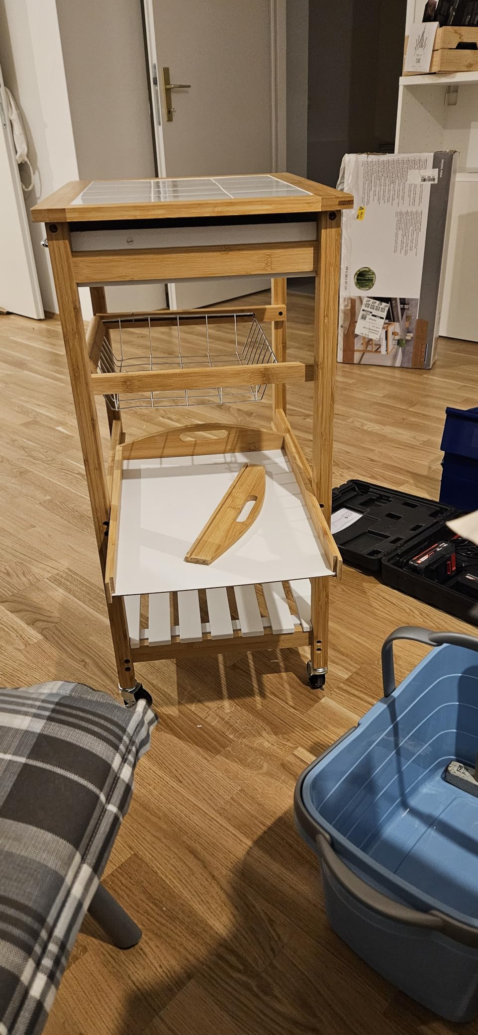 Wenko Finja Carrello Bambù Bianco Multiuso da Cucina e Bagno