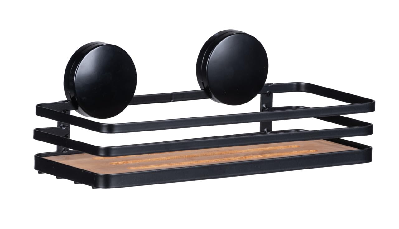 Wenko Alba Static-Loc Plus mensola bagno nero bambù 26,5 cm