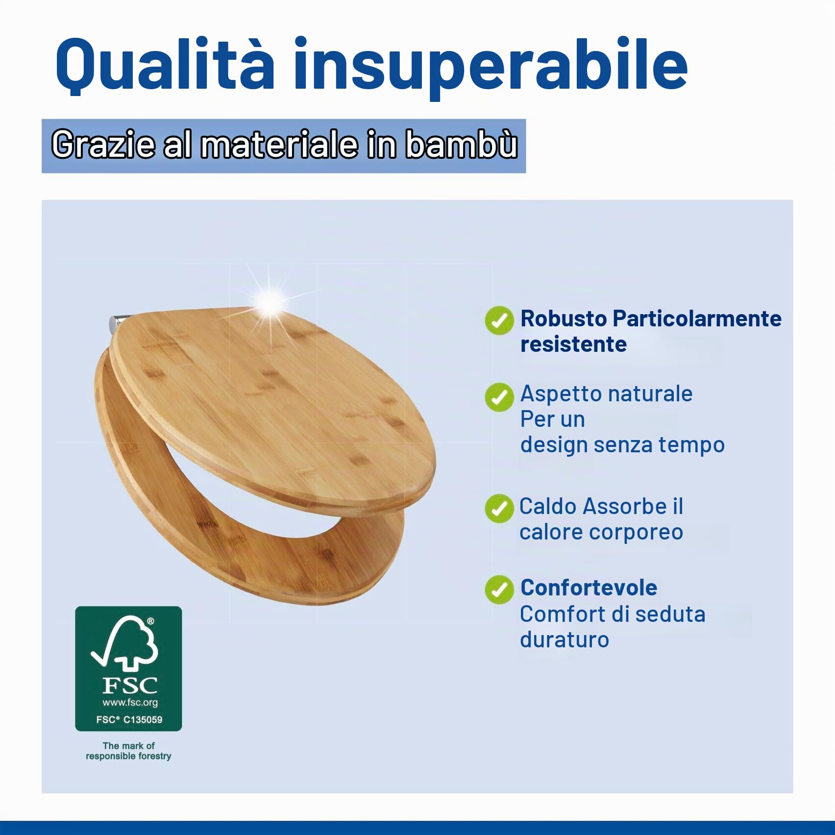 Wenko Bambusa sedile wc bambù easy-close 34,5 cm
