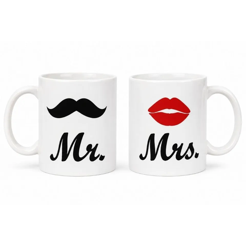 Cecaro Group Set 2 Mug Mr Mrs 325 ml Ceramica Baffo Bocca