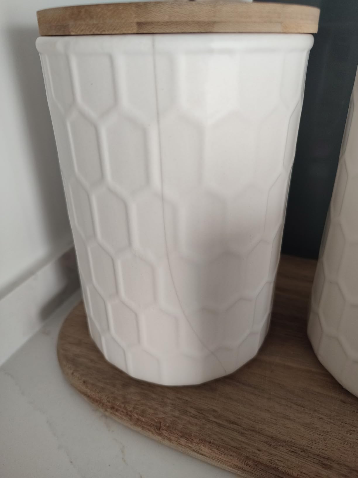 Wenko Maya Barattolo Ceramica 0,4 L Bianco Bambù