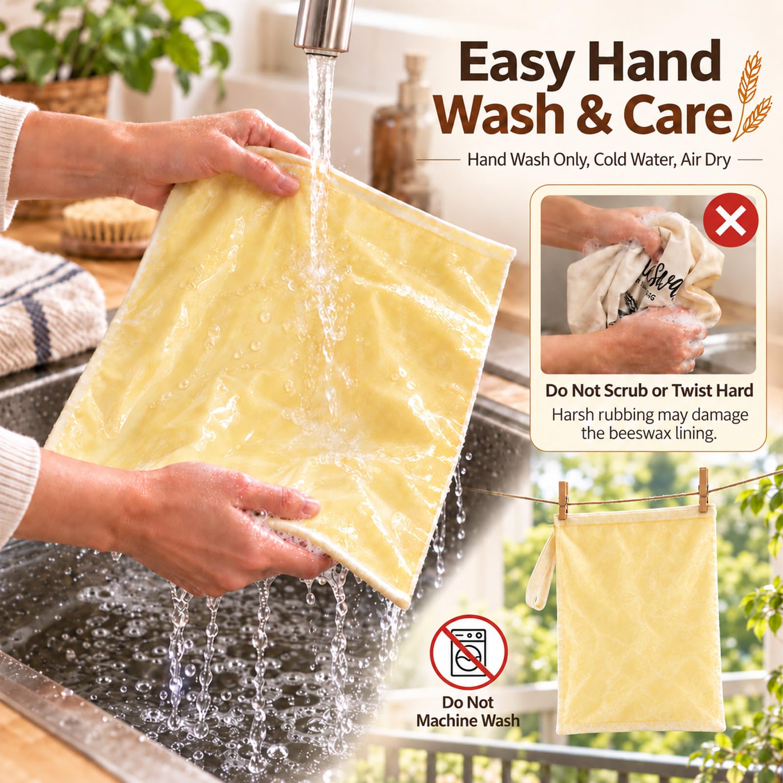 Quelcc Sacchetti Pane Cera Api 2 Pezzi 32x43 cm