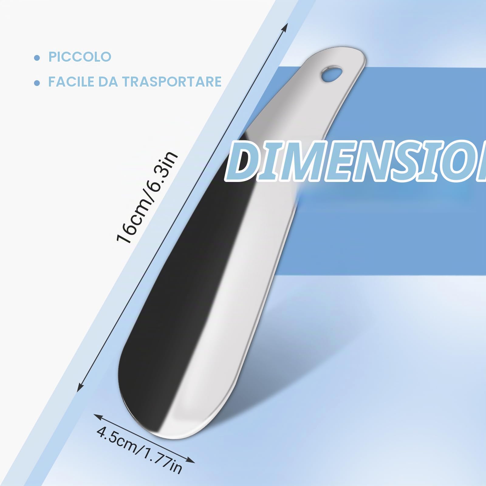 Quelcc calzascarpe metallo acciaio inox 16 cm