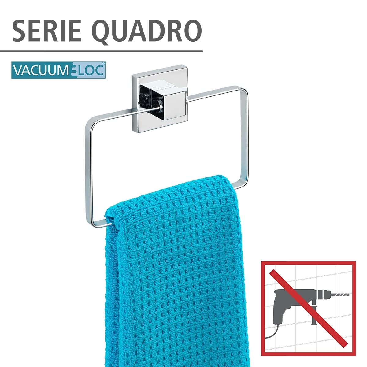 Wenko Vacuum-Loc Quadro Anello Portasalviette Acciaio