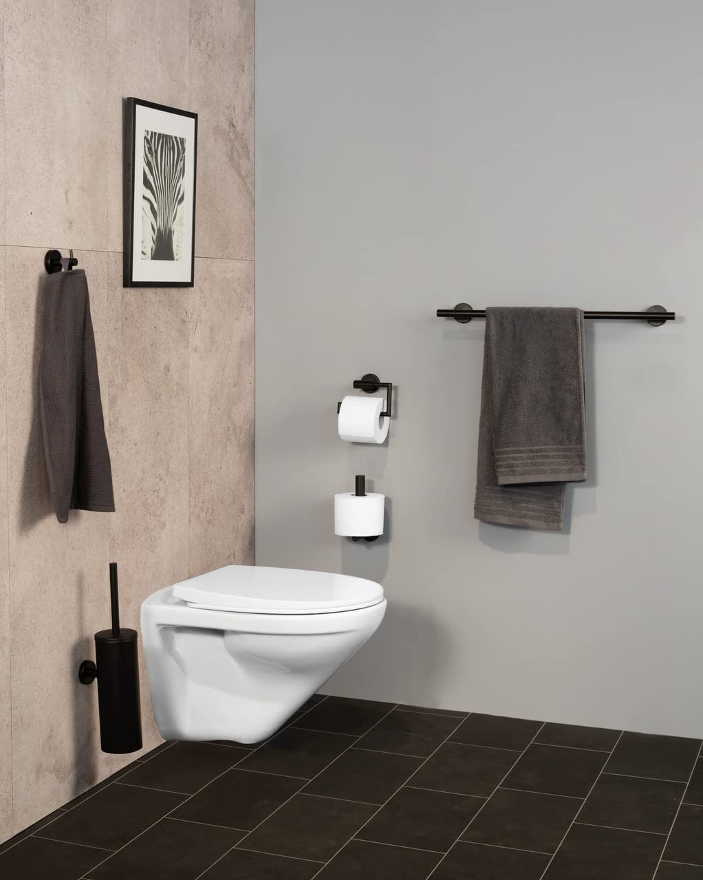 Wenko Bosio set toilette nero opaco acciaio
