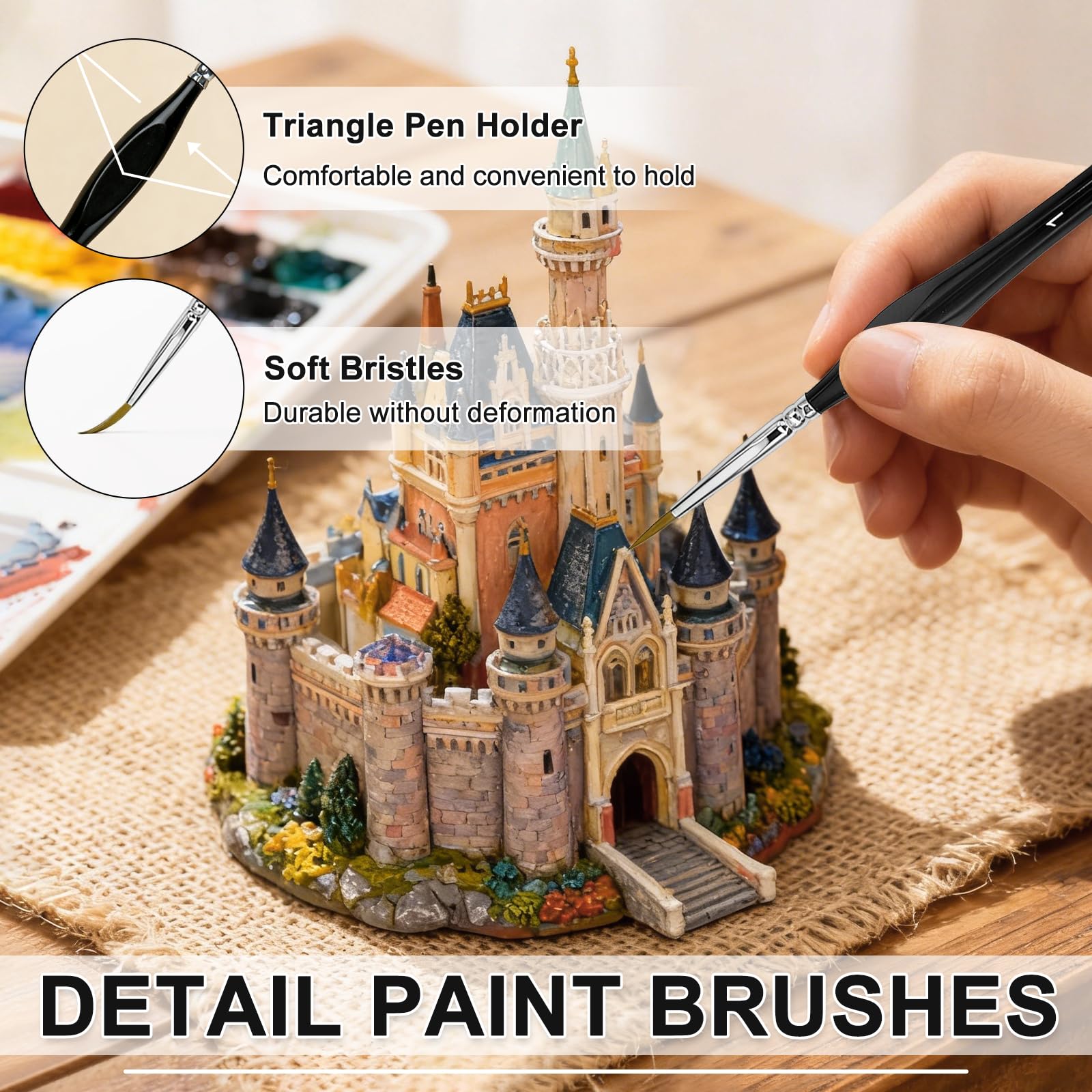 Quelcc Set Pennelli Miniature 10 Pezzi Dry Brush Dettagli