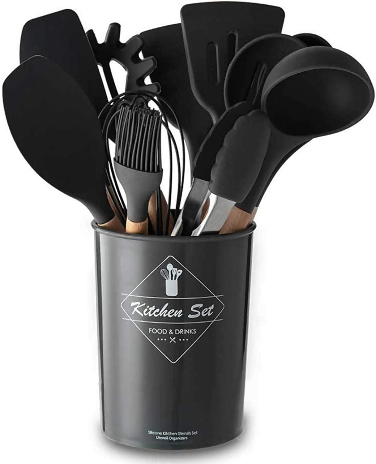 Cecaro Group set utensili cucina acciaio nero antiaderente