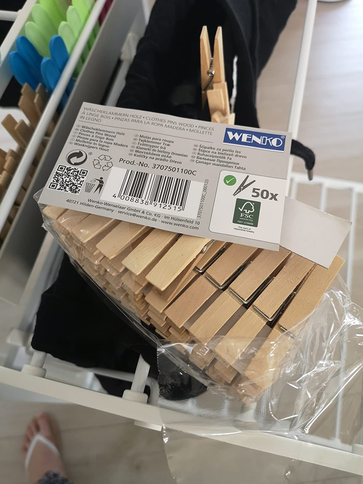 Wenko mollette bucato legno 50 pezzi presa forte