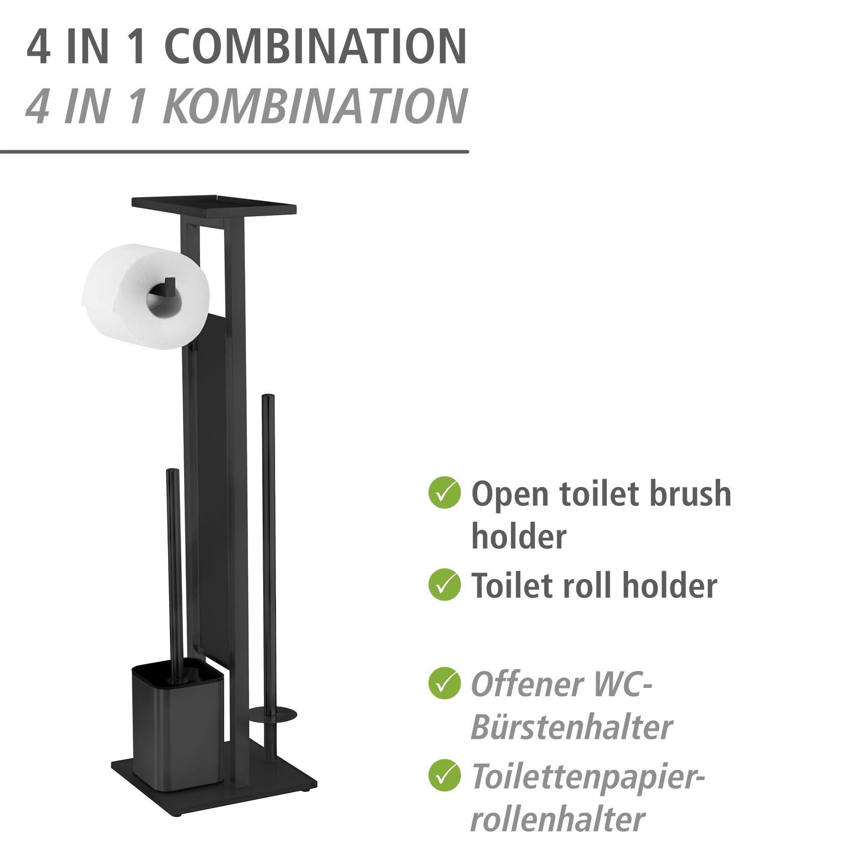 Wenko Debar piantana WC 4 in 1 nera con ripiano