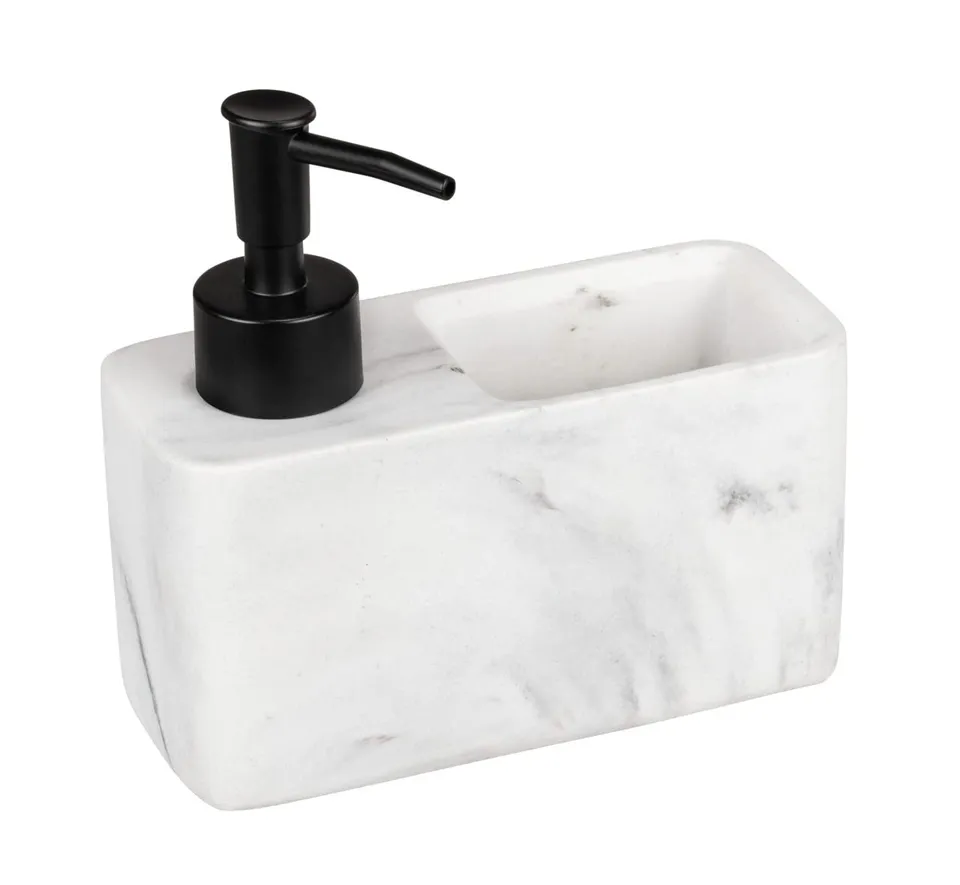 Wenko Resa dosatore cucina marmo bianco 150 ml con spugna