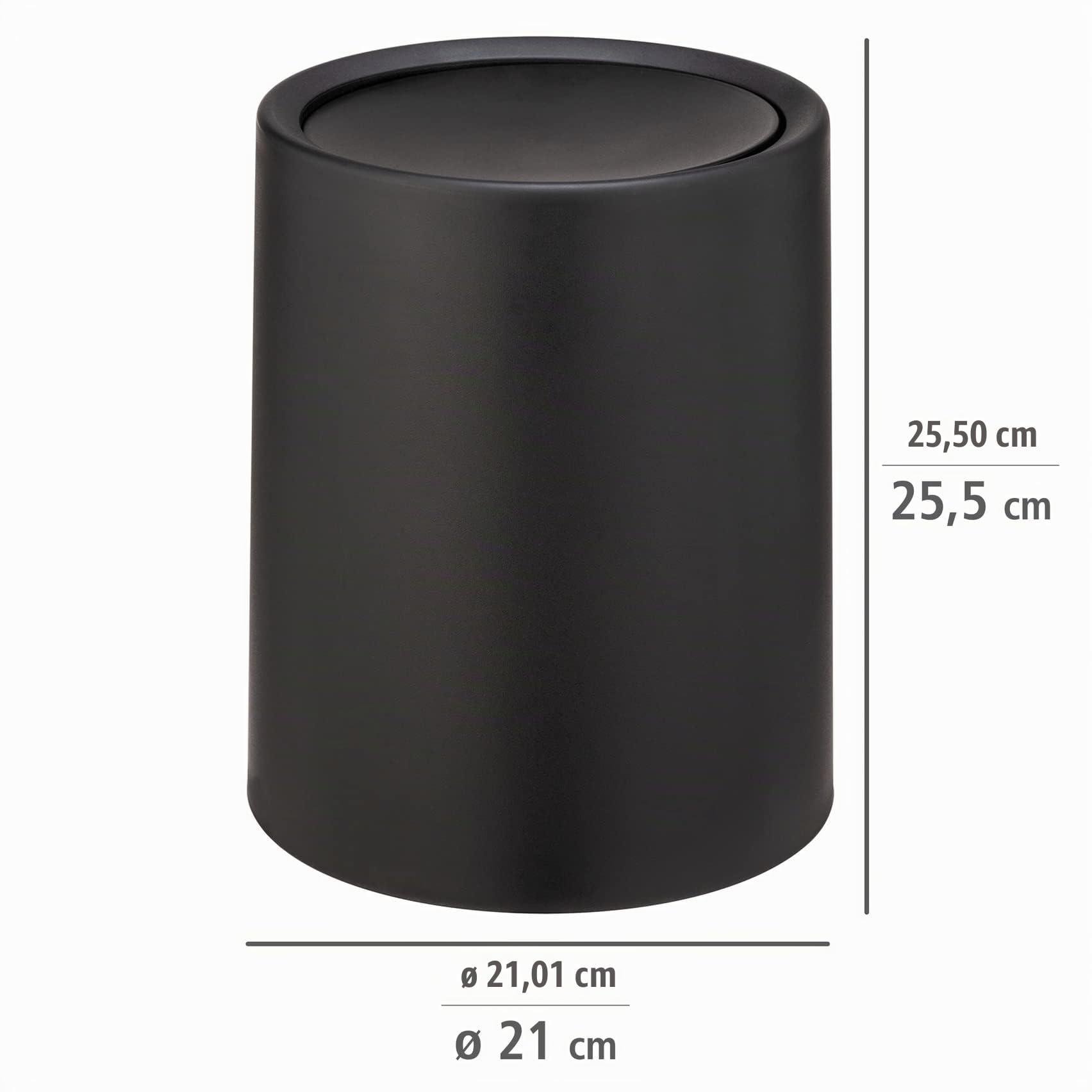 Wenko Atri pattumiera bagno 6 L nero con coperchio