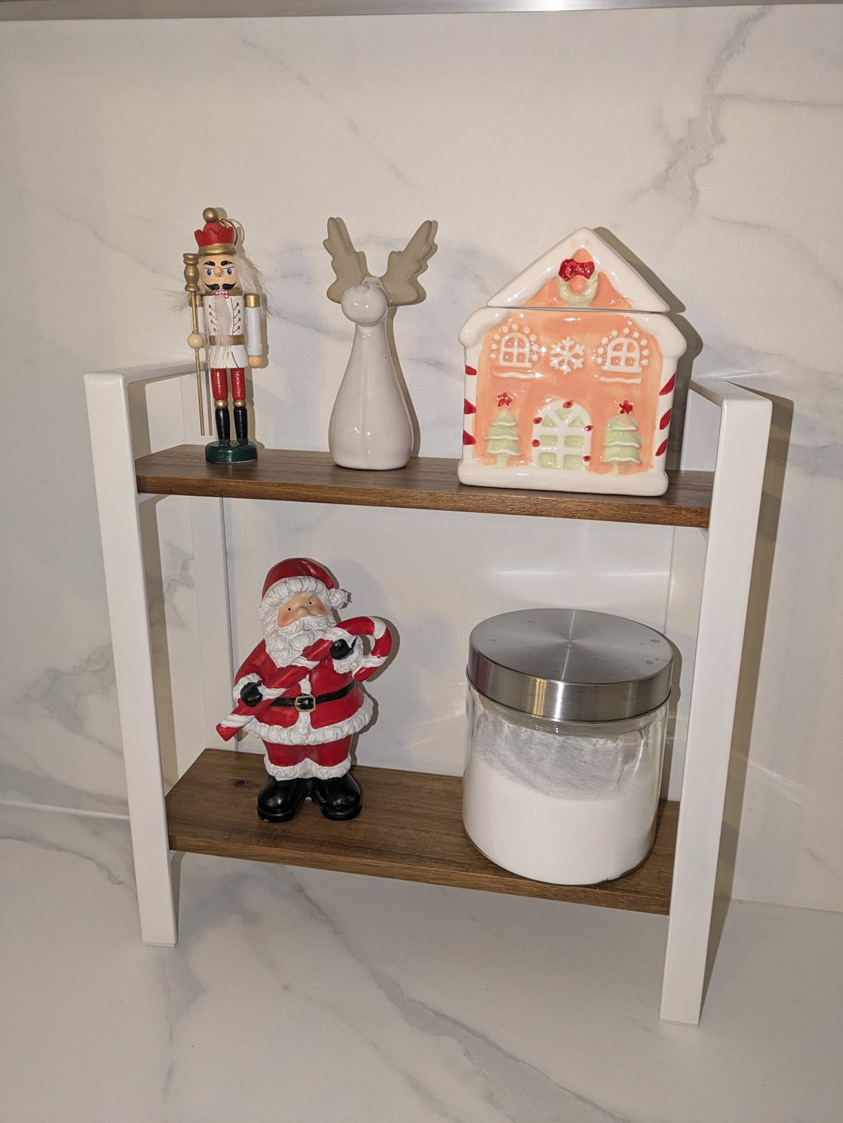 Wenko Louisa Scaffale Cucina 2 Ripiani Bianco Acacia