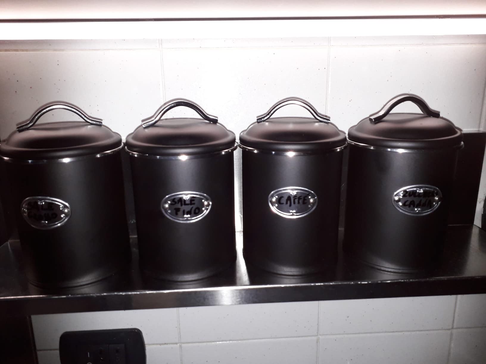 Wenko Barattolo Ermetico Nero 1,6 L Metallo