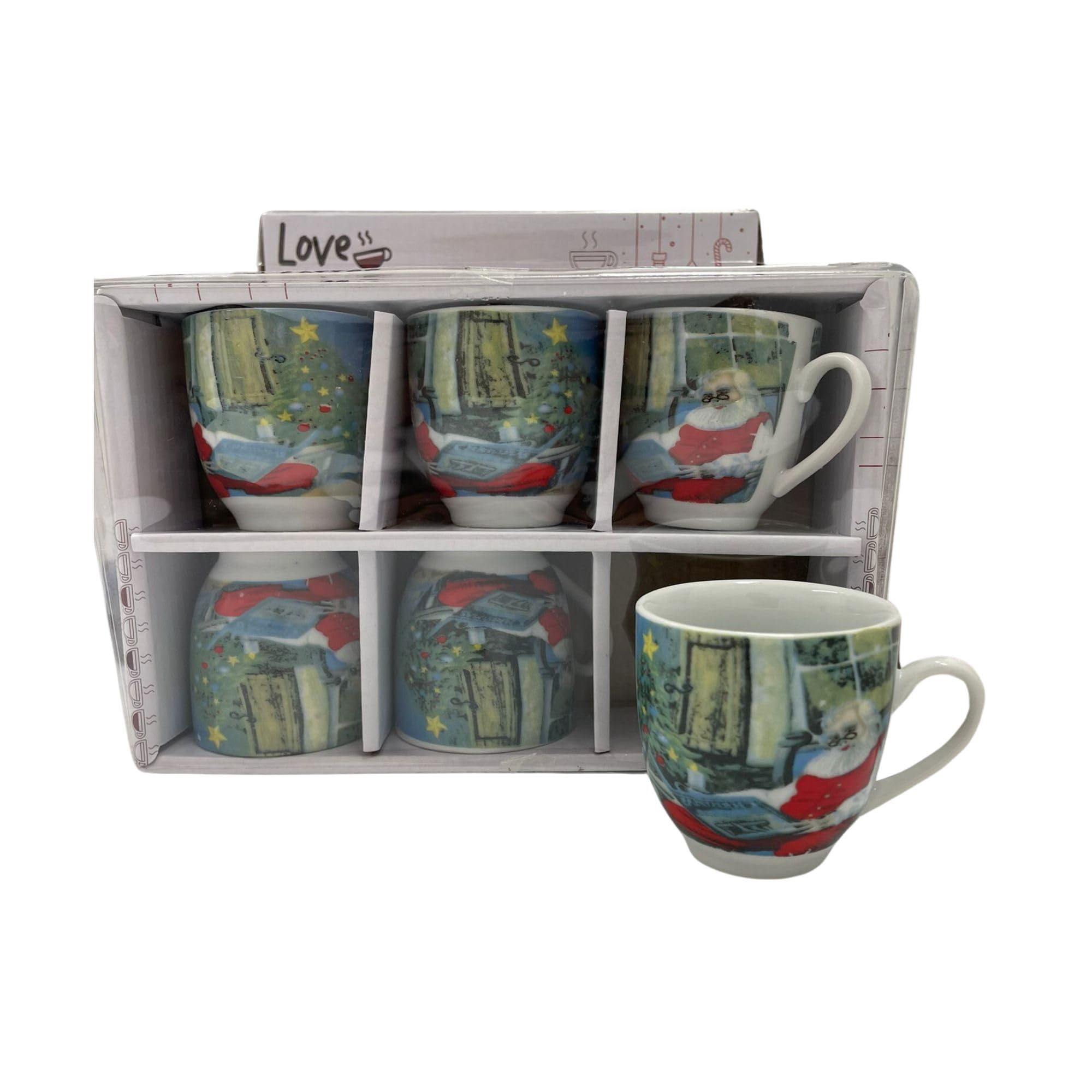 Cecaro Group Set 6 Tazzine Natalizie Ceramica Babbo Natale