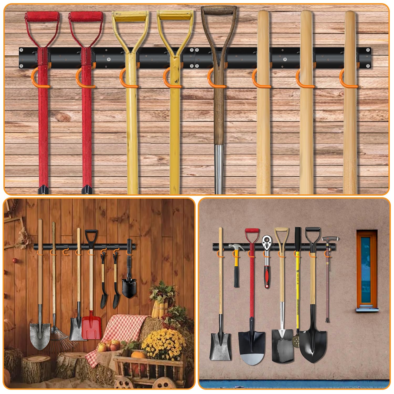 3-H porta attrezzi parete 4 pezzi 168 cm acciaio 16 ganci