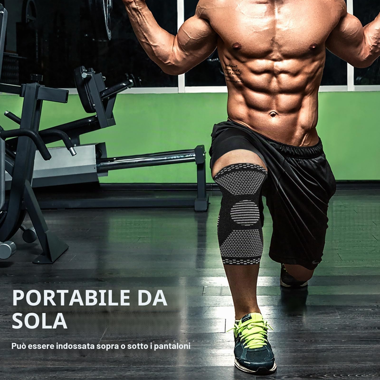 Quelcc Ginocchiera Compressione L Nero 2 Pezzi Sport