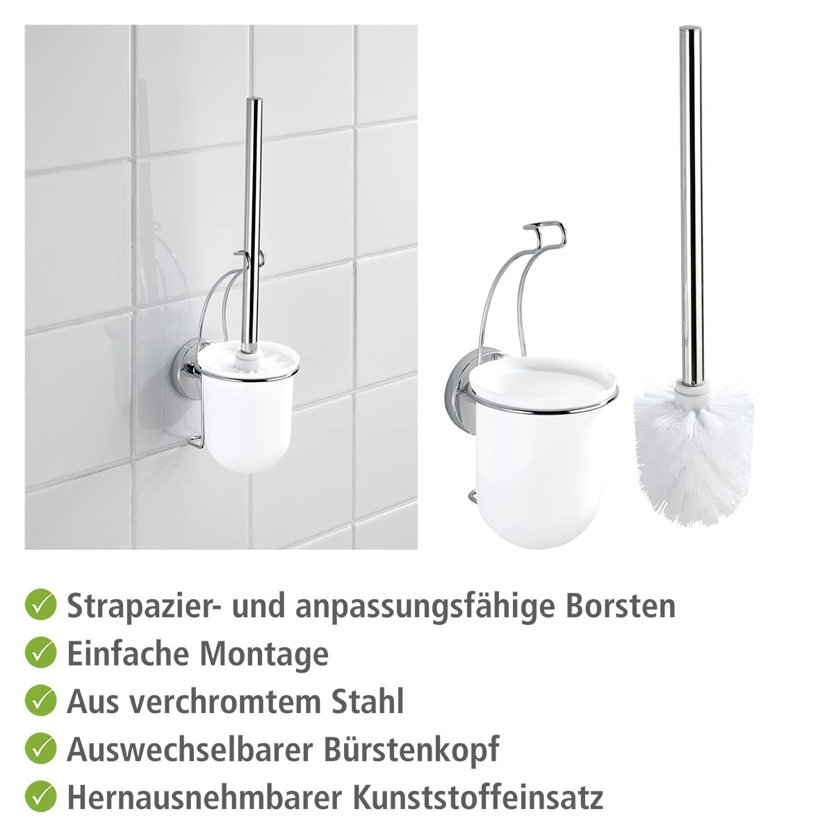 Wenko Milazzo Vacuum-Loc portascopino 12x10x36,5 cm cromo