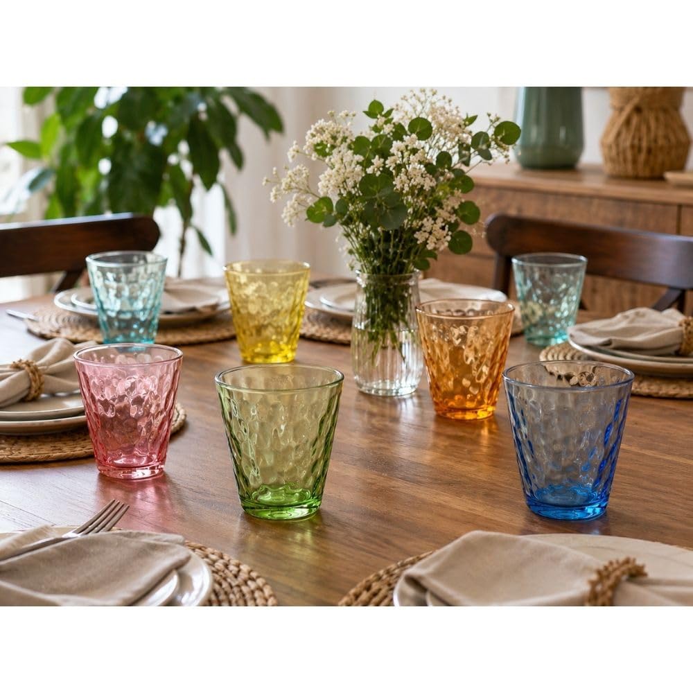 Cecaro Group Set 12 Bicchieri Vetro Colorato 250 ml Martellato
