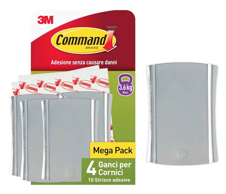 Command XL gancio adesivo cornici argento 4 pezzi 3,6 kg