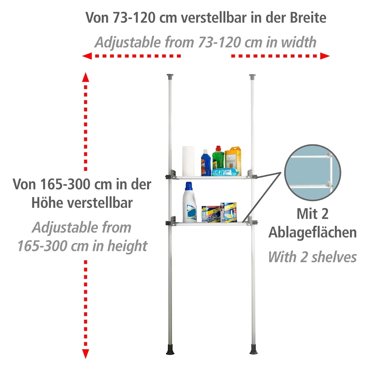 Wenko Herkules Twin Scaffale Telescopico Bianco 120 cm
