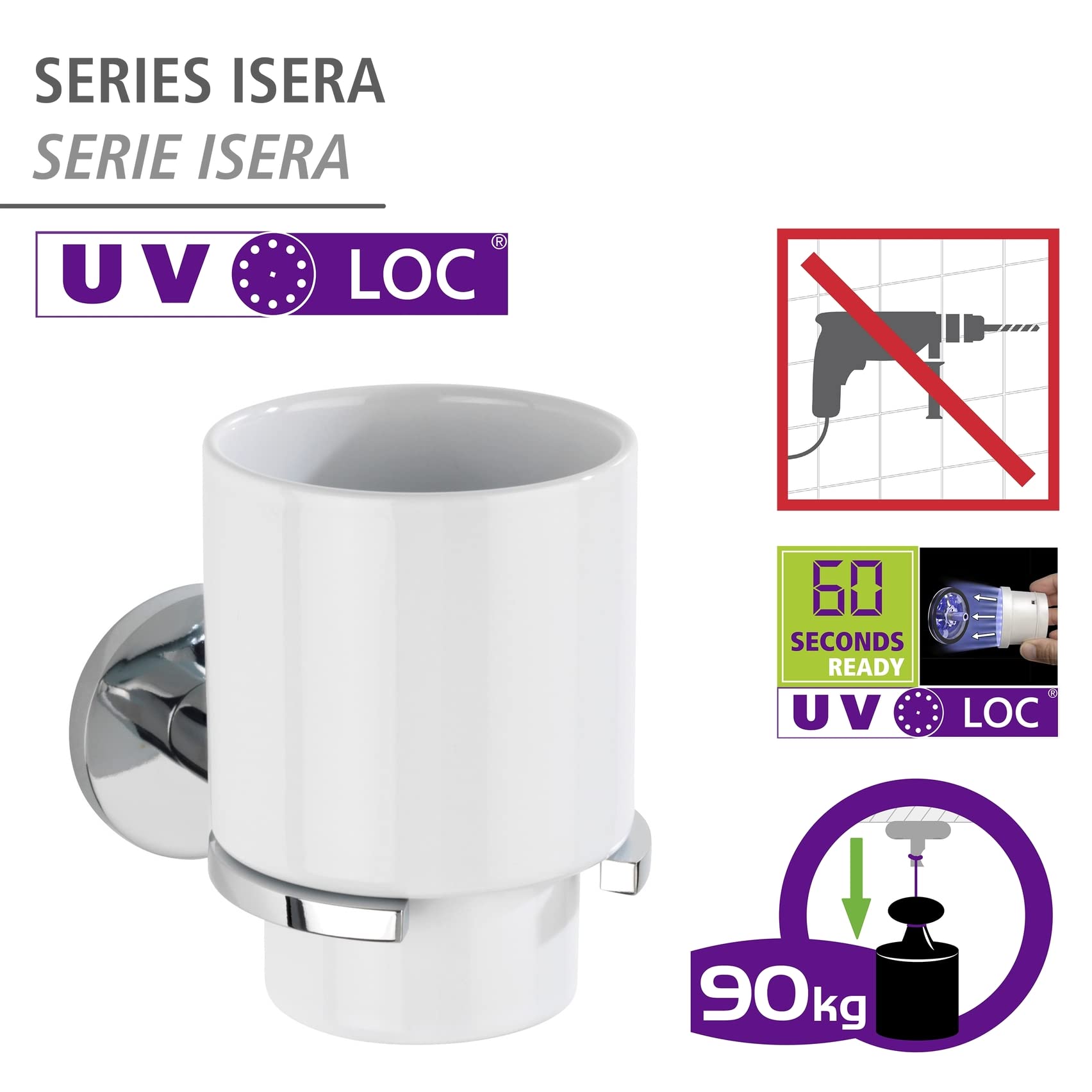 Wenko Isera 25048100 portaspazzolino ceramica senza forare
