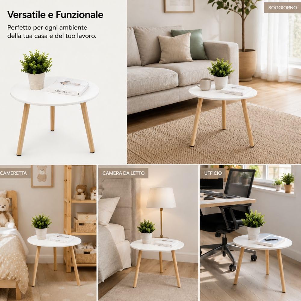 Cecaro Group Tavolino Salotto Bianco 39x39x41 cm Legno MDF