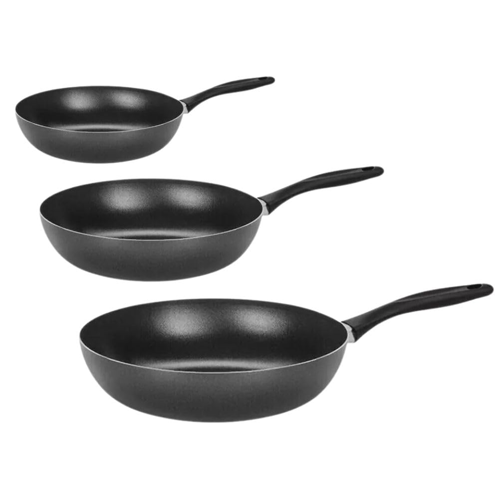 Cecaro Group Set 3 Padelle 20-24-28 cm Antiaderenti Nere Teflon