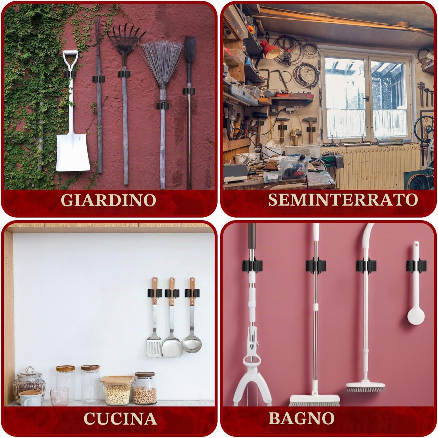 3-H portascope da muro 12 pezzi nero acciaio inox 5 kg