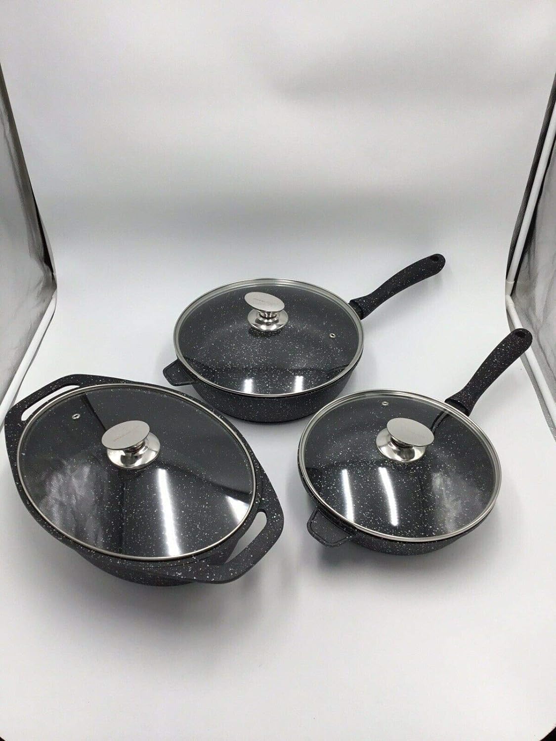 Cecaro Group batteria pentole pietra blu 26 pezzi vetro