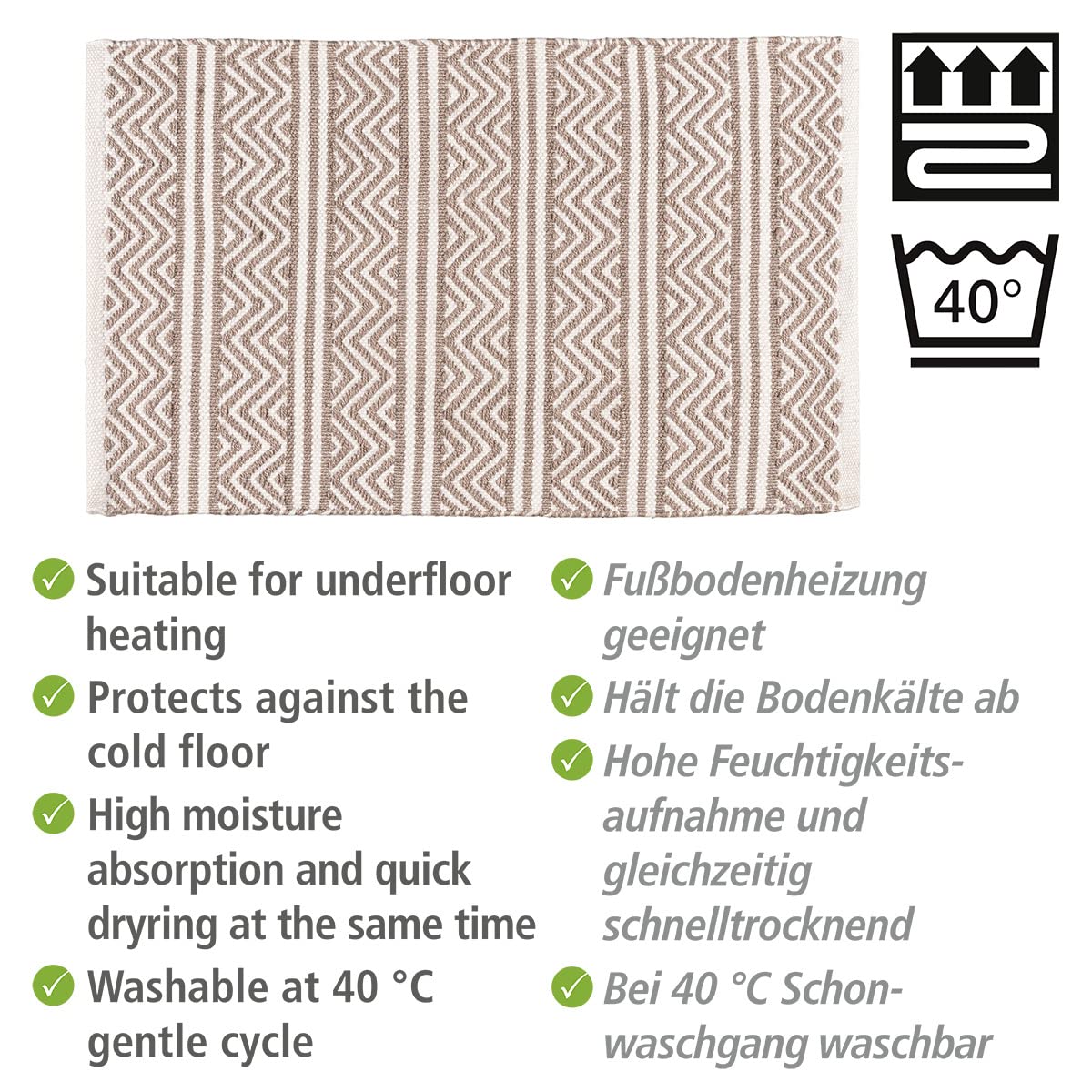 Wenko Shaki Tappetino Bagno Beige 50x80 cm antiscivolo