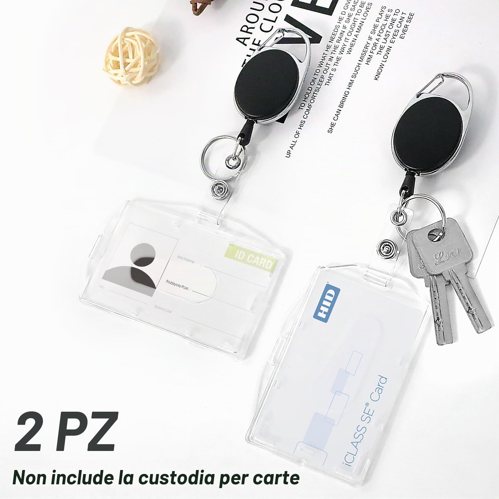 Quelcc Portachiavi Retrattile 2 Pezzi Cavo 65 cm