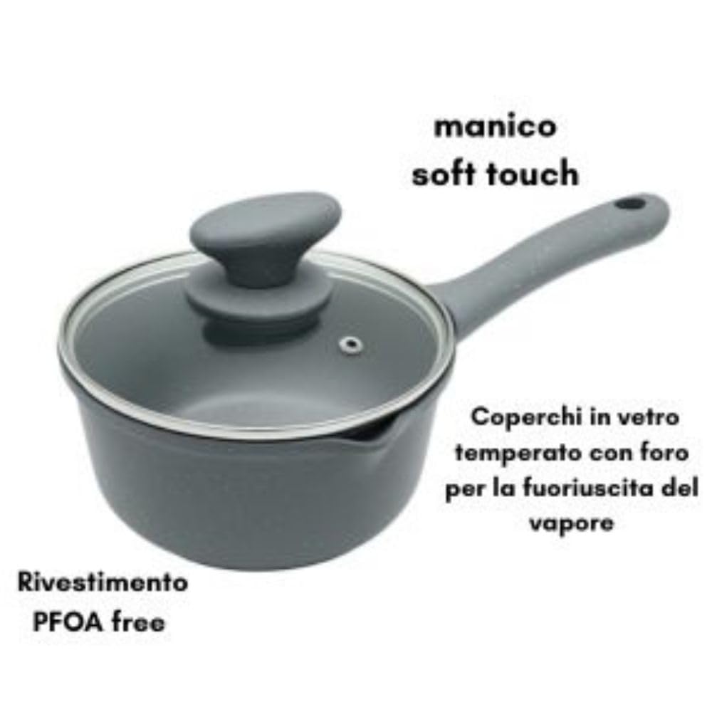 Cecaro Group Batteria Pietra Lavica 21 Pezzi Nera Induzione