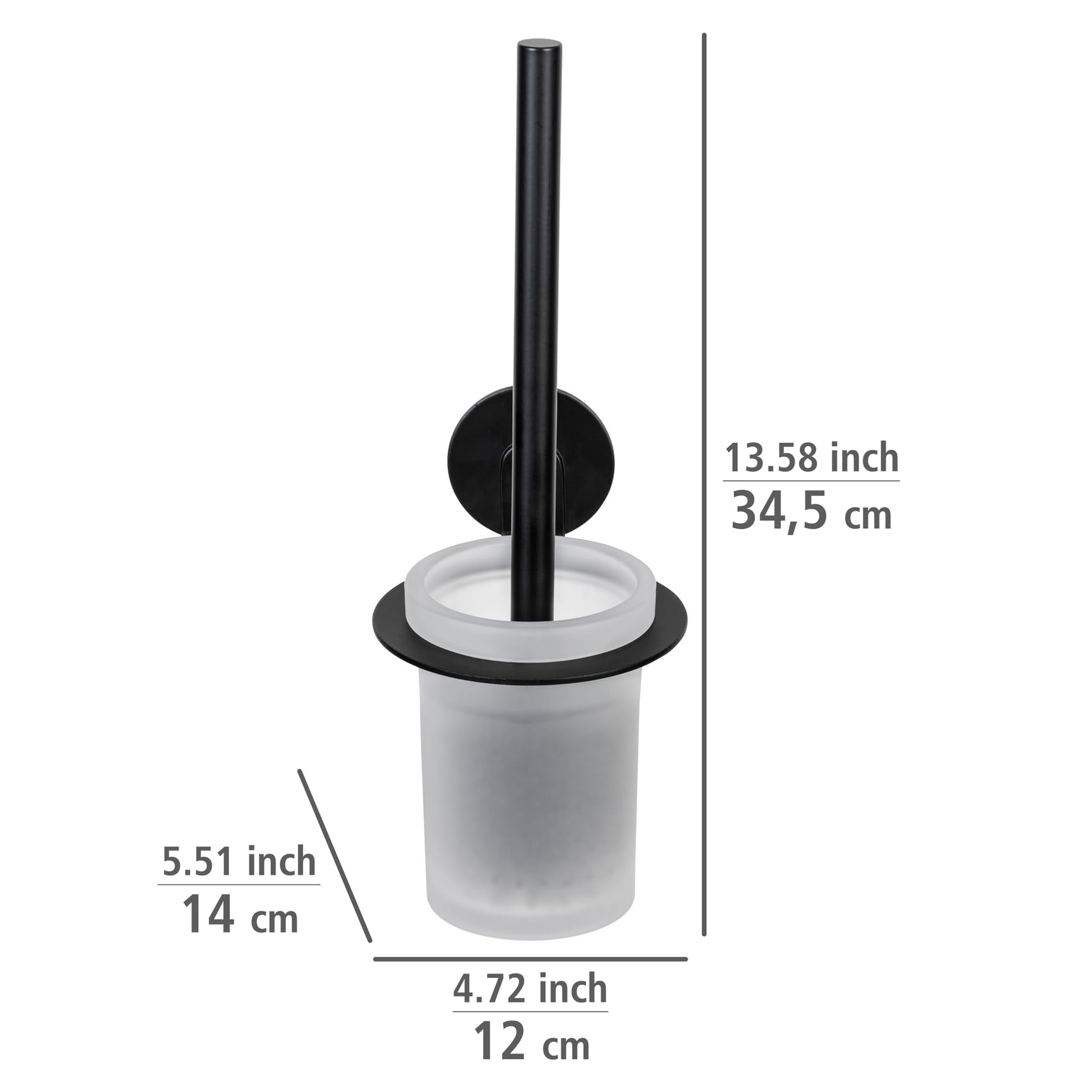 Wenko Turbo-Loc Bivio Scopino WC Nero Opaco Senza Forare