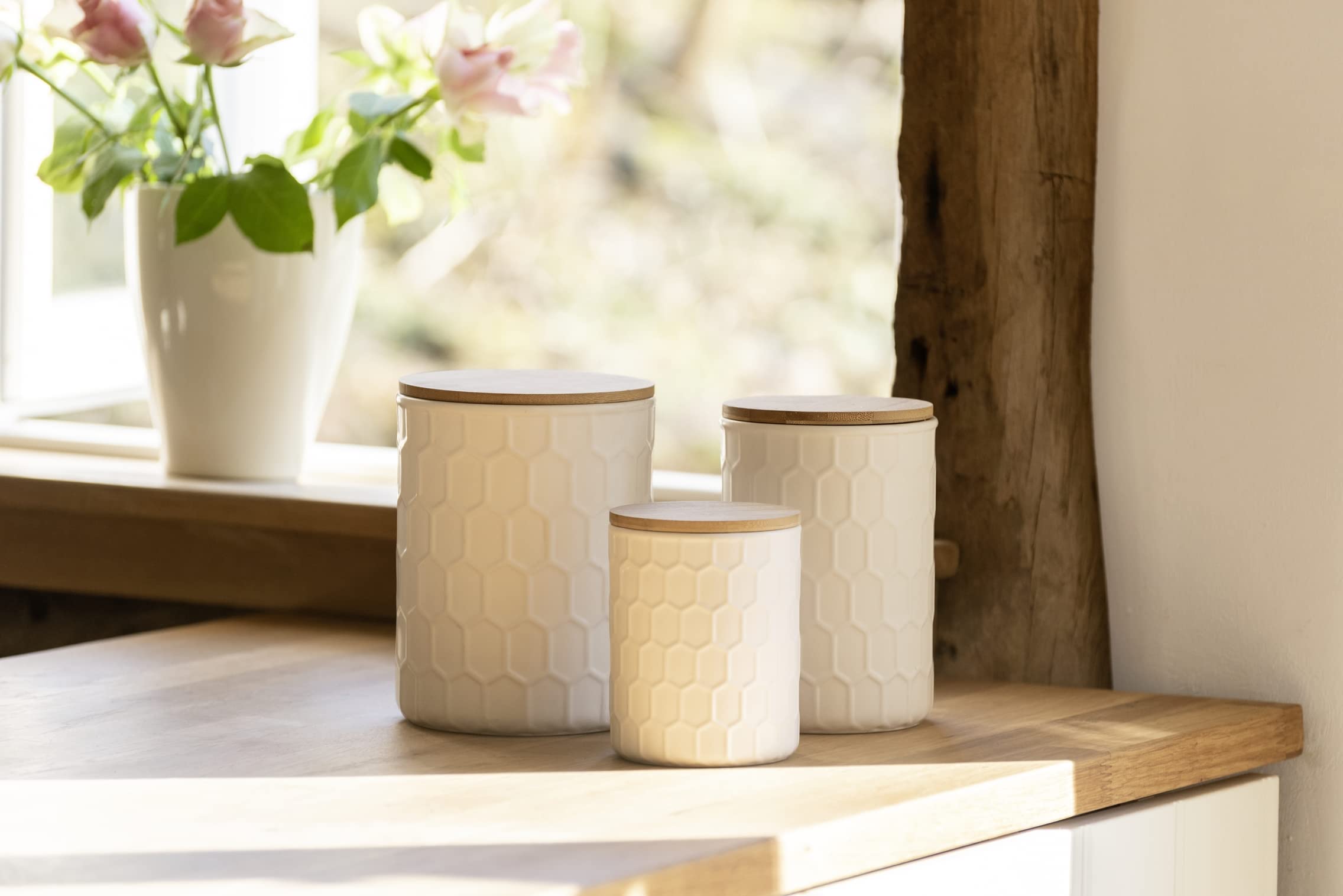 Wenko Maya Barattolo Ceramica 0,4 L Bianco Bambù