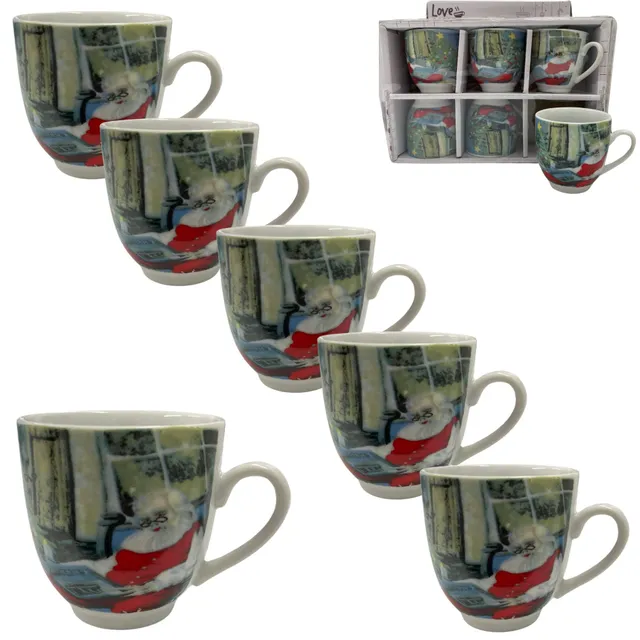 Cecaro Group Set 6 Tazzine Natalizie Ceramica Babbo Natale
