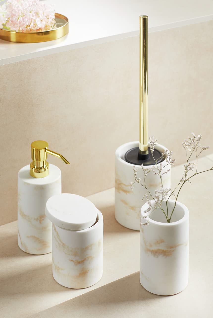 Wenko Odos set WC poliresina bianco oro marmo