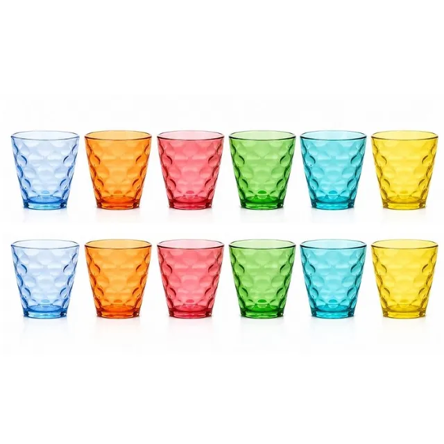 Cecaro Group Set 12 Bicchieri 250 ml Vetro Colorato 6 Colori