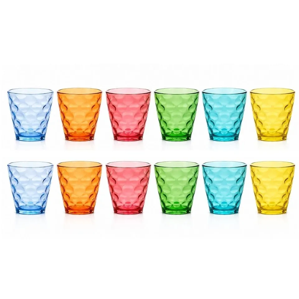Cecaro Group Set 12 Bicchieri 250 ml Vetro Colorato 6 Colori