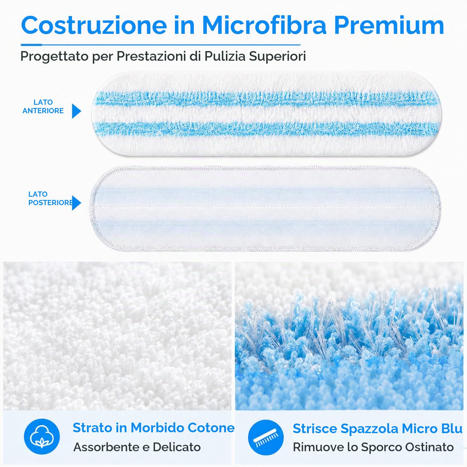 Quelcc Panni Microfibra Ricambio Vileda H2PrO 6 Pezzi