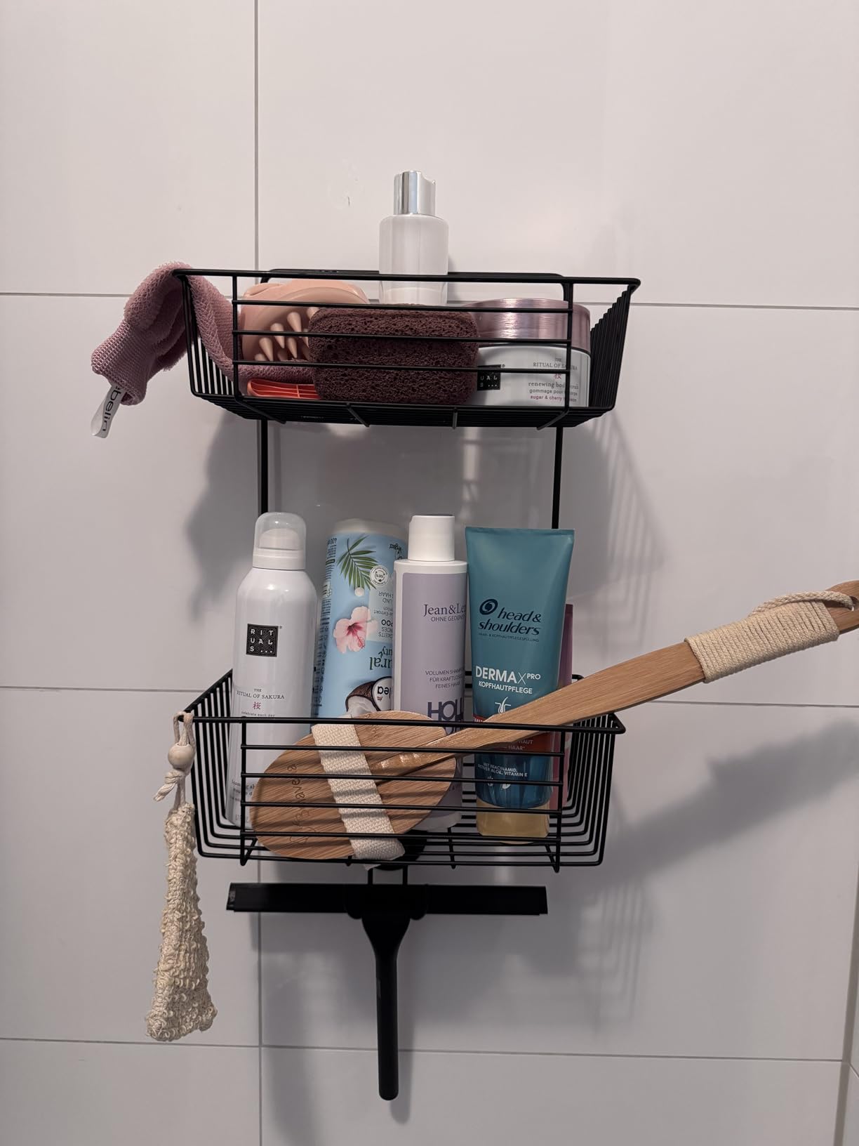 Wenko Bari Vacuum-Loc cesto bagno doppio nero senza forare
