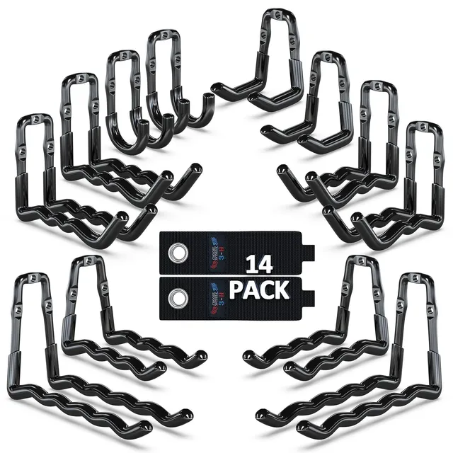 3-H ganci garage parete neri 14 pezzi portata 40 kg