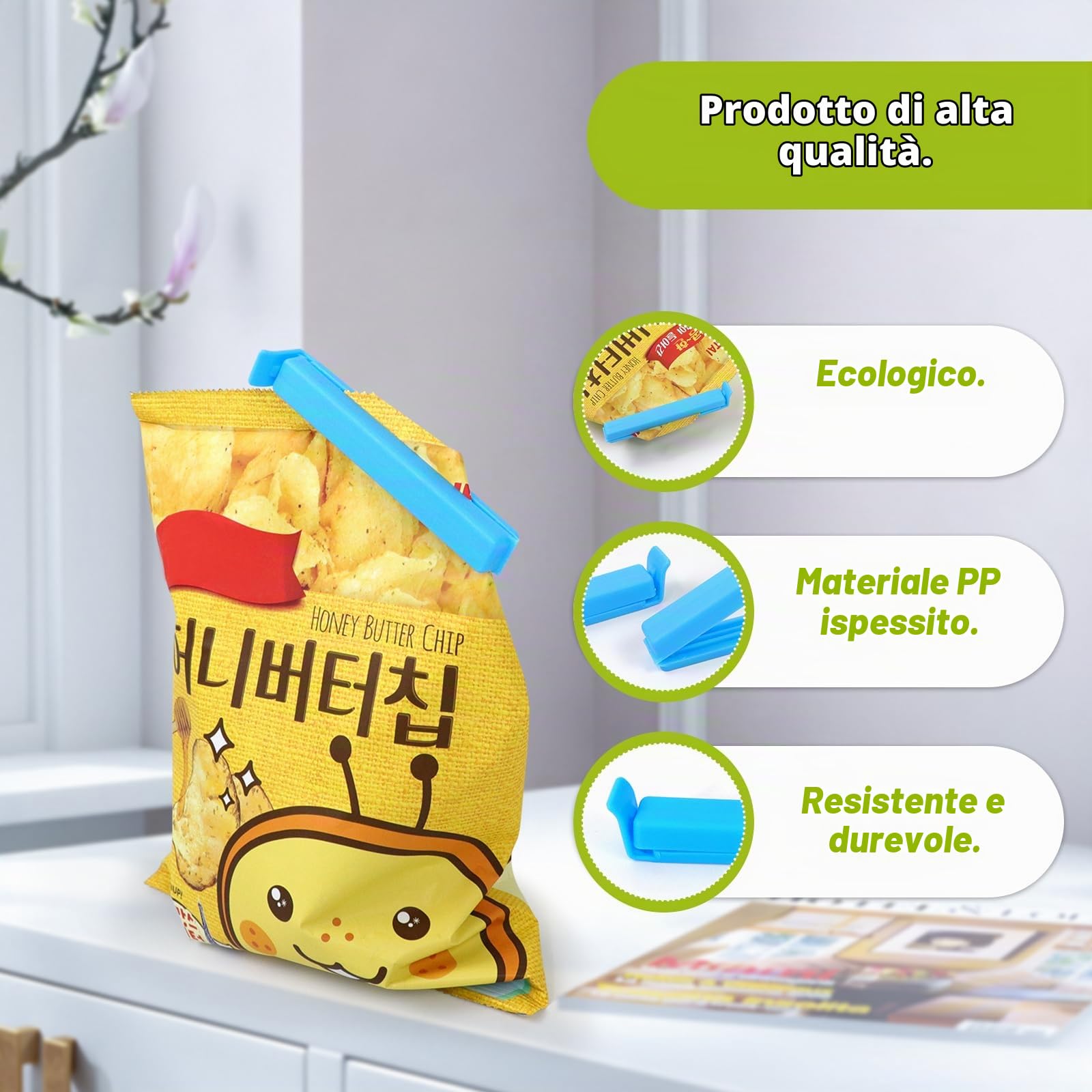Quelcc clip chiudi sacchetti 40 pezzi 5 colori