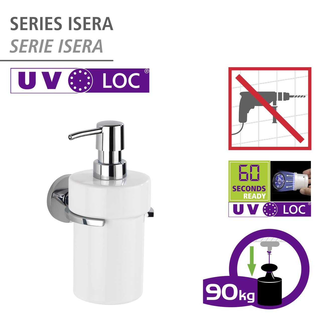 Wenko Isera UV-oc dosatore sapone 360 ml ceramica